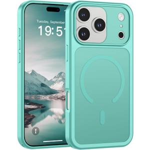 SUPFINE Magnetic for iPhone 17 Pro Case (Compatible with MagSafe)(Military Grade Drop Protection)(Camera Protection) Translucent Matte Shockproof Phone Cover 2025,Blue Green