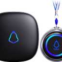 Caregiver Pager, Wireless Call Button for Seniors/Elderly at Home, 1 SOS Button + 1 Receiver Medical Life Alert System, Emergency Panic Call Bell, Help Alarm for Nurse Calling & Patient Assistance (Black)