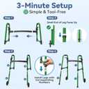 Loyoda Folding Walker with 2 Skis and 5" Wheels, Lightweight Walkers for Seniors and Adults, Supports Up to 350 Pounds, Adjustable Height, Compact Standard Walker, Green