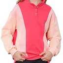 LIFAky Kids Sweatshirts Girls Loose Fit Pullover V Neck Sweatshirt Button Collar Fall Winter Clothes for 9-10 Years