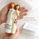 Resin Sister Figurine Statue, 6" Hand-Painted Friendship Sculpture for Best Friends, Sisters, Women  Unique Gift for Birthday, Christmas, Elegant Home Decor Keepsake with Best Wishes Card (White and Yellow)