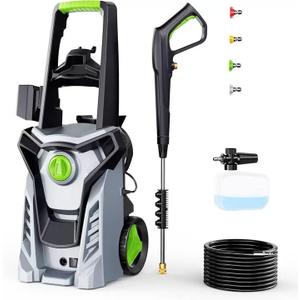 Pressure Washer, 2.9 GPM Max Power Washer with Foam Cannon Electric Pressure Washer for Cars, Fences, Patios, Decks, Patios and Driveway Powerwasher