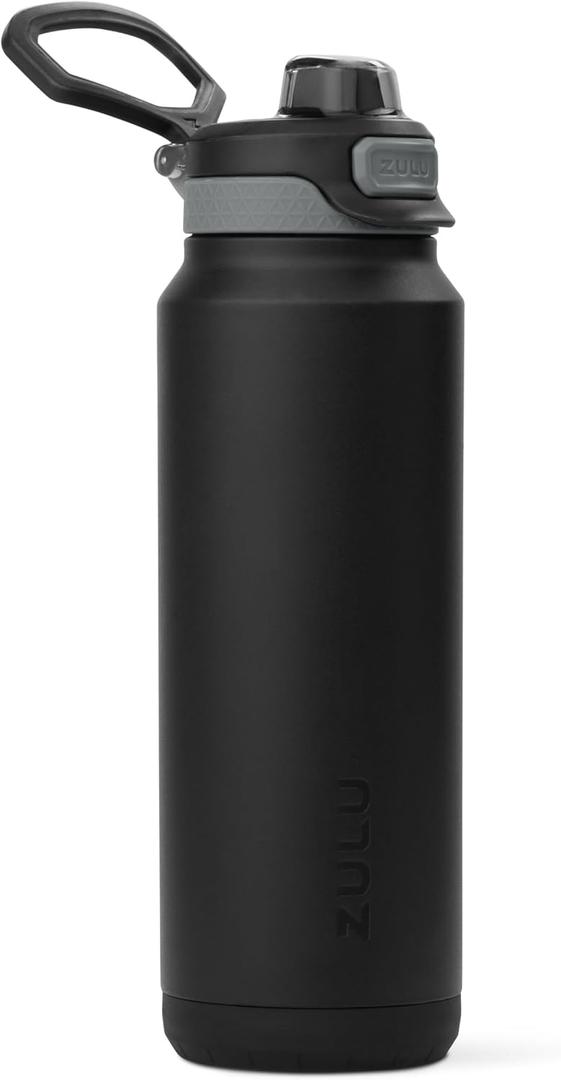 ZULU Powerfill Pro 32oz Stainless Steel Water Bottle with Quick Fill Lid, Triple Walled Vacuum Insulated Metal, Leak Proof Locking Lid, Sip and Chug, Reusable BPA Free, Black