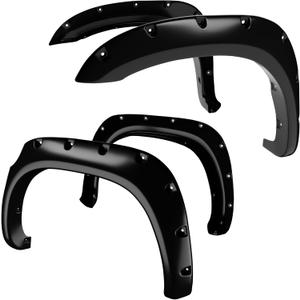 YITAMOTOR Fender Flares, Compatible with 2007-2013 Toyota Tundra, Front Rear Wheels w/UV Protected & Dura-Flex Material & Smooth Black Finish Pocket Rivet Style