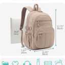 Backpack for Women, Quilted Laptop Bookbag with Pouch Pockets for College Work Travel Gym Teacher Nurses, Puffer High School Backpack for Girls, Camel
