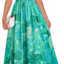 ZESICA Women's 2026 Summer Floral Sleeveless Maxi Dress Ruffle One Shoulder High Waist Boho Beach Wedding Guest Long Dresses, XL