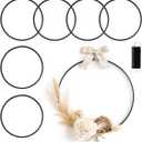 8 Pack Floral Hoop 4 Inches Metal Rings for Crafts Macrame Rings Hoop Wreath Dream Catcher Rings DIY Wreath Candle Rings Wreaths Craft Hoops, Black