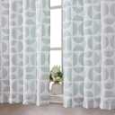 Aiyufeng Green and White Curtains for Bedroom 63 Inch Length for Living Room 2 Panels Set, Soft Airy 3D Embossed Textured Light Filtering Curtains, Rod Pocket Semi Fabric Bedroom Curtains, 38" Wx63 L