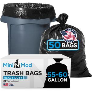 55-60 Gallon Trash Bags Heavy Duty | 50 Count | Large Black Garbage Bags for Outdoor, Leaf, Commercial Use | Fits 50 Gallon, 55 Gal, 60 Gal Trash Cans 55-60 Gallon Trash Bags Heavy Duty | 50 Count | Large Black Garbage Bags for Outdoor, Leaf, Commercial Use | Fits 50 Gallon, 55 Gal, 60 Gal Trash Cans