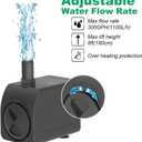 Knifel Submersible Pump 300GPH Ultra Quiet with Over Heating Protection 6ft High Lift for Fountains, Hydroponics, Ponds, Aquariums & More