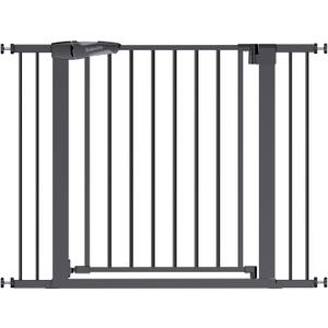 Babelio Baby Gate, 29-43" Auto-Close Easy Install Pet Gate, PressGuard P7 Extra Wide Walk Thru Child Safety Gate, 30" Tall Pressure-Mounted Metal Dog Gate for Doorways & Stairs, Black