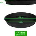 2 Pack of 16 17 inch Plant Saucer (15 inch Base), 2.3" Depth, Plant Trays for Pots, Plastic Plant Saucers for Indoors, Bird Bath Bowls, Flower Pot Drip Trays for Planter (17", Black)