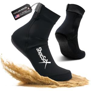 ShocSox Beach Volleyball & Sand Soccer Socks No-Holes, Soles for Maximum Protection (US, Alpha, X-Large, Regular, Regular, Black Out)