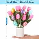 Canlierr Easter Decoration Artificial Easter Tulip and Egg in Pot 12" Tall Potted Spring Tulip Flower Decor for Table Centerpiece Mantel Party Gift(Pink)