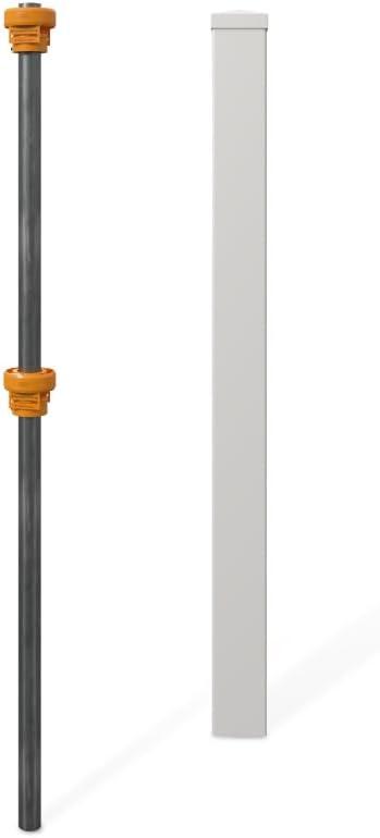 4ft Tall (1 Unit) No Dig WamBam Finishing Post with Steel Pipe Anchor Kit, Permanent White Vinyl Post for Nantucket, Sturbridge, and Westport Fence and Gate Kits, BL19042