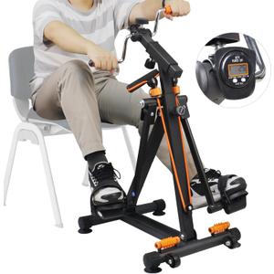 Arm and Leg Pedal Exerciser for Seniors - Seated Pedal Exerciser with Leg Swing Exercise, Arm Rope Pull Exercise&Foot Massage, Stroke Recovery Pedal Exercise Equipment for Elderly, with Digital Display