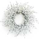 Birch Wreath with White Berries, Iced Pine Cones, Holly Leaf, Branch - 26" Winter Christmas Wreath for Front Door or Indoor Wall Window Thanksgiving Decor