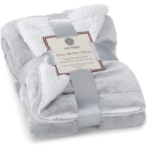 Genteele Sherpa Throw Blanket Super Soft Reversible Ultra Luxurious Plush Blanket, 40 x 50 inches, Silver/White