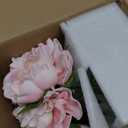 Hollyone Pink Peonies Artificial Flowers with Vase Faux Flowers Peony Fake Flowers Silk Flower Arrangements in Glass Vase with Faux Water for Home Decor Bathroom Table Centerpiece Shelf Decorations