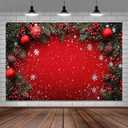 7x5FT Christmas Backdrop Winter Snowflakes Red Photo Background for New Year Party Decoration Table Banner