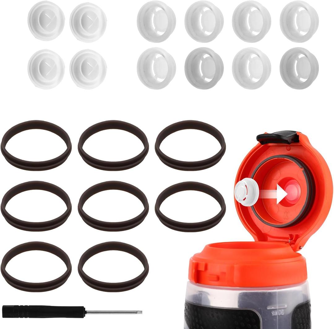 4pcs Dispensing Rubber Valves Compatible with Gatorade Water Bottle, Silicone Valve Replacement Lid for Gatorade GX 30oz & Plastic Inserts & Seals & Screwdriver