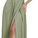 KILIG Women's Summer Maxi Dress 2025 Casual Sleeveless Split Floral Sundress Beach Vacation Flowy Long Dresses (Bean Green)