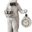 K&K Interiors 20336A 18 Inch Resin Gray and Black Bunny Holding Clock