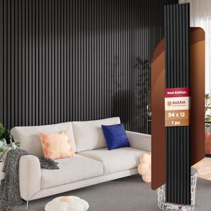 Avana Modern Acoustic Wood Wall Panels  94.4 X 12.6 Inch Black Oak Acoustic Panels 1 PC  Wall Panels For Interior Wall Decor For Homes, Offices, Studios  Sturdy And Durable Wood Panels For Wall