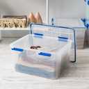 IRIS USA WeatherPro 44 Qt Storage Bins with Lids, 2 Pack, BPA-Free Plastic Gasket Box with Tight Latch and Seal, Stackable Nestable Tote Tub - Clear/Blue