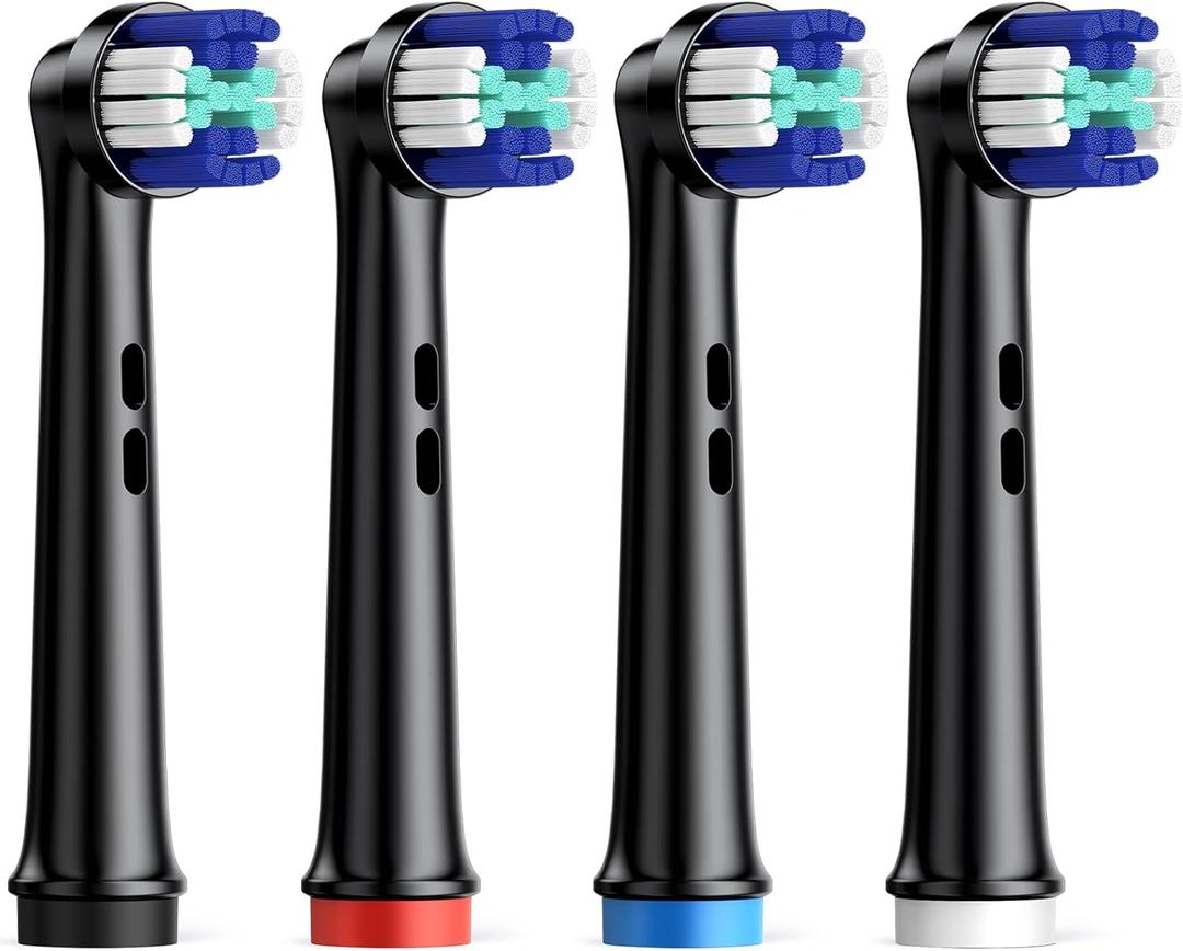 Premium Replacement Electric Toothbrush Heads 4pc Brush Head Replacement (Black, Intensive)
