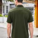 COOFANDY Men's Summer Shirts Beach Vacation Wedding Button Down Knitted Shirts Army Green (Green, M)