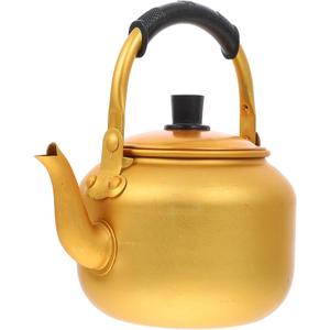 Cabilock Yellow Aluminum Rice Wine Pot 34Oz Tea Kettle with Anti-Leak Spout and Non-Slip Handle for Home and Restaurant Use