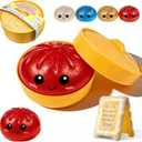 Dumpling Squishy Mystery Box Glitter Gluten Free Wrappers with Steamer Stress Relief Toy Crazy Fun Mini Bao Bun Surprise Squishies Generic Cute Sparkly Anxiety Fidget Blind Glittery (red)