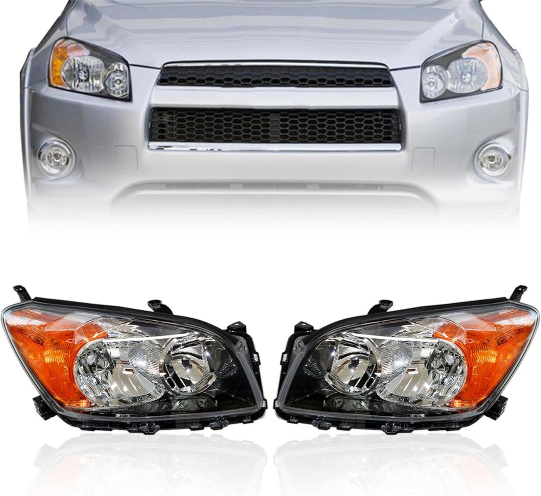 Left and Right Side Headlight Assembly Replacement for RAV4 2009 2010 2021 2022 Driver and Passenger Side Headlight Replacement for 8117042480-PFM 8113042480-PFM