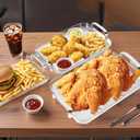 Aayoruro Serving Tray with Handles Set of 3 Rectangular Large Serving Platters 16.5/14.9/13.2 Inch White Plates for Dinner, Party, Entertaining, Transparent