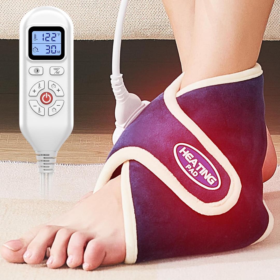 CAMECO Electric Heating Pad for Achilles Tendinitis, Plantar Fasciitis - Auto Shut Off, Adjustable 86F-158F for Pain Relief (For Ankle)