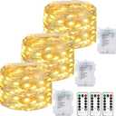 litogo 33FT 100LED Fairy Lights Battery Operated with Remote and Timer - 3 Pack IP65 Waterproof Outdoor Twinkle Lights, Copper Wire Indoor String Lights for Wedding Tree Christmas Decor, Warm White