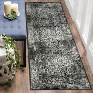 vivorug Runner Rug 2'x7' Vintage Washable Non-Slip Runners for Hallways Kitchen Entryway Laundry Room Carpet Hallway Runner, Black and White Rug