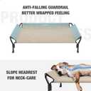 Veehoo Cooling Elevated Dog Bed, Raised Pet Cot with Guardrail & Slope Headrest, Durable Breathable Teslin Mesh, Non-Slip Feet, Washable Dog Couch Bed for Indoor & Outdoor, 47" x 32", Beige Coffee