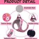 Step in Dog Harness Leash Set- All Weather Reflective No-Pull Floral Pattern Padded Mesh Vest Harness for Cats Puppy Dogs - Pink Flower - Small