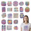 Shejdgart Dtf Transfers Ready to Press - 20 Pcs Funny Iron on Patches for T-Shirts, Sarcastic Inspirational Mixed Theme Heat Transfer Vinyl Stickers, Colorful Iron on Decals for Clothes Bag DIY Decor