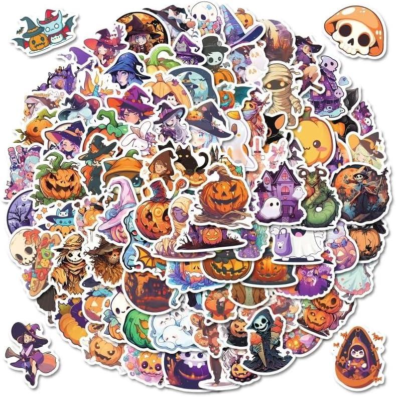 4 x Cute Stickers for Kids, Stickers for Water Bottles,Vinyl Waterproof Aesthetic Laptop Sticker Pack Classroom Prizes Skateboard for Teens Girls Students (Halloween)