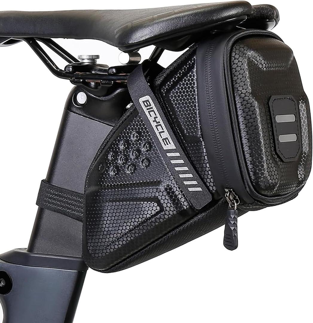 EVA hard shell waterproof bike saddle bag Seat bag Bike bag under seat 1 litre Bike tail bag Bike Rear bag Bike riding Accessories Storage bag Bike wedge bag Mountain Road Bike