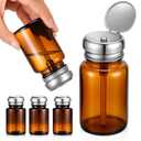 Teenyyou 4 Pcs Amber Glass Dispensing Bottles for Nail Polish Remover Amber Glass Distribution Bottles with Stainless Steel One Button Pump, Capacity of 4oz for Dispensing Glue Hand Sanitizer Toner