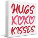 Romantic Gifts for Women Men Desk Decor Funny Hugs and Kisses Wood Sign for Home Living Room Bedroom Desk Shelf Table Decor 5 X 5 Inches Pack Of 6