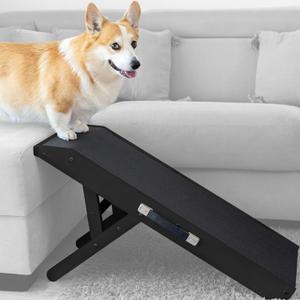 Dog ramp for Couch  Non-Slip, Sturdy Build Foldable Dog ramp  Supports up to 200lbs  Adjustable 7'' to 20''  Landing Platform Seamlessly Connects  Birchwood Pet Ramp for Small Dogs  Black