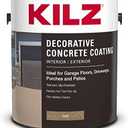 KILZ Decorative Concrete Coating, Slip-Resistant Tan Paint with Stone-Like Speckled Finish, Interior/Exterior Use on Garages, Patios, Driveways, Pool Decks & Walkways, 1 Gallon