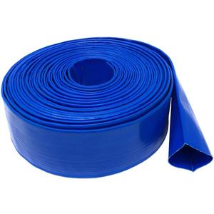 Gloxco 2" Inside Diameter (3-3/8" Flat Width) Blue Lay Flat Hose for Discharge or Backwash Water Transfer Applications, Reinforced PVC, 25' Length