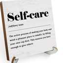  Self-Care Inspirational Quote Wooden Sign Decor, Rustic Wooden Plaque Sign With Iron Stand, Farmhouse Home Office Restroom Desk Shelf Decorations, Pack Of 3