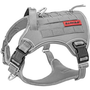 Tactical Dog Harness Large,Military Service Weighted Dog Vest Harness Working Dog MOLLE Vest with Loop Panels,No-Pull Training Harness with Leash Clips for Walking Hiking Hunting(Grey,S) (Small (Pack of 1))